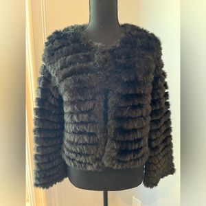 BCBGMaxAzria Size Small Black Faux Fur Jacket